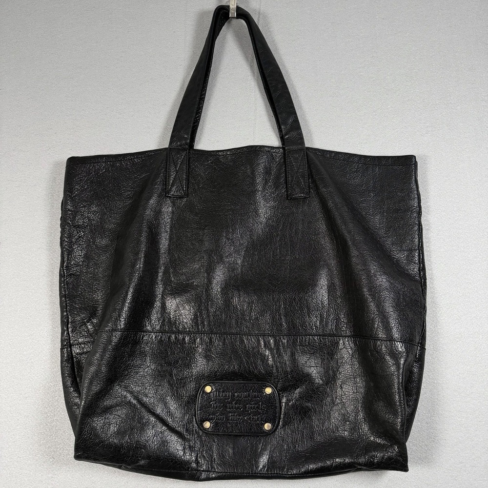 Juicy Couture Pebbled Leather Tote Bag Womens Large Zipper Pockets Purse Y2K